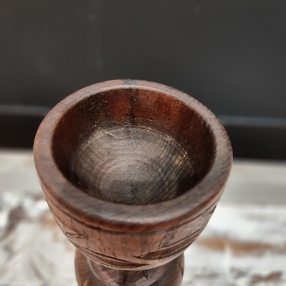 VINTAGE Chunky Solid Wood Hand Carved Goblet Very Unique!! Bohemian - Picture 4 of 8